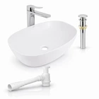 Комплект Qtap Cardinal 500×380 White: накладная раковина + смеситель Arvin Chrome + донный клапан PU02 + сифон
