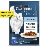 Влажный корм Purina Gourmet Perle Duo с лососем и сайдой мини филе в подливке 85 г