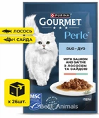 Влажный корм Purina Gourmet Perle Duo с лососем и сайдой мини филе в подливке 85 г