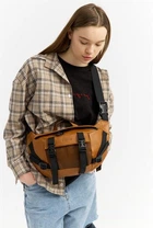 Большая женская поясная сумка бананка из натуральной кожи городская Sambag DynamicDart, рыжая 60510