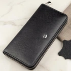 Жіночий вертикальний клатч на блискавці із натуральної шкіри ST Leather чорного кольору (bg188fash63)