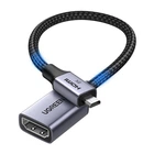 Переходник Ugreen HD182 micro HDMI на HDMI 2.1 кабель 8K 60Hz 4K 120Hz 48Gbps 20 см Черный (65593)