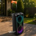Колонка портативна Bluetooth караоке 40Вт з мікрофоном, акумуляторна аудіосистема PartyBox 2×8 дюймів з RGB підсвічування та FM-радіо, з телескопічною ручкою та колесами для дому, свят і пікніків, TTD-2821