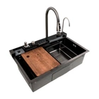 Кухонна мийка багатофункціональна Zerix ZH7546-SET-02 DECOR NANO-BLACK со встроенным смесителем
