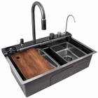 Кухонная мойка многофункциональная Mixxus MH7546-SET-07 DECOR NANO-BLACK со встроенным смесителем