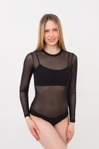 Жіноче боді із сітки з довгими рукавами Giulia Tatoo 3102/07 S/M Black-black