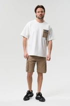 Мужской летний костюм URBAN CARGO SET, футболка и шорты, песочный в размере 2XL