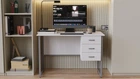 Комп'ютерний стіл Ferrum-decor Гаррі 75x140x60 сірий ДСП Біле 16мм