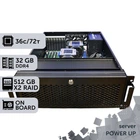 Сервер двухпроцессорный PowerUp Rack 4U #138 Intel Xeon Gold 6254 x2/32 GB/SSD 512GB х2 сборка для бухгалтерии документооборота хранения данных работы с 1С