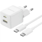 Сетевое зарядное устройство Baseus Palm Fast Charger USB-A/USB-C 30W + Cable USB-C to USB-C 60W 1m White (P1011160A213-01) [168073]