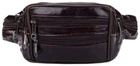 Мужская кожаная сумка на пояс Borsa Leather коричневая из натуральной телячьей кожи бананка через плечо 70671