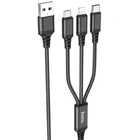 Data - кабель Hoco X76 3in1 Type-C / Lightning / Micro-USB 1m, 2A, Black