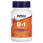 Вітамін B1 NOW Foods B-1 100 mg 100 таблеток, NOW тіамін для енергії та нервової системи