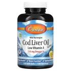 Риб'ячий жир із вітаміном А і D3 Cod Liver Oil Low Vitamin A Omega-3s wild norwegian Carlson Labs, 150 капсул