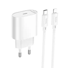 Мережевий зарядний пристрій з кабелем HOCO C109A(PD20W) Fighter single port PD20W charger set(C to iP) White