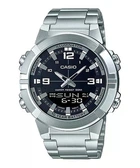 Мужские наручные часы Casio AMW-870D-1A, аналогово-цифровые, стальной браслет, водозащита 50 м