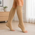 Гольфи для профілактики варикозу компресійні еластичні Zip Sox, стягуючі гольфи для зняття втоми та набряків ніг, з блискавкою, розмір S/M, 2 шт у комплекті Бежеві, ZSG-150-S/M-Beige
