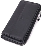Гаманець-клатч ST Leather з натуральної шкіри чорний на блискавці унісекс містке портмоне для документів 70733