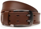 Мужской кожаный ремень Borsa Leather коричневый из натуральной кожи классический для брюк и джинсов 125 см 70503