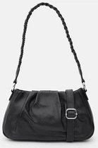 Женская кожаная сумка Borsa Leather стильная черная сумка через плечо из натуральной кожи 54201
