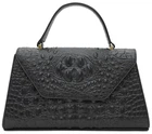 Женская кожаная сумка Borsa Leather натуральная кожа черная с ремнем через плечо 54253
