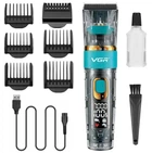 Аккумуляторная машинка для стрижки VGR V695 с LED-дисплеем и 6 насадками