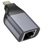 Адаптер для кабелю Hoco Type-C - RJ45 Металлический серый (UA35)