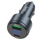 Автомобільний зарядний пристрій Hoco Z57B зі швидкою зарядкою PD45W / 3A та QC 3.0 18W USB+Type-C дисплей Grey