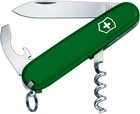 Ніж Victorinox Waiter 84 мм для офіціантів і барменів з штопором та брелоком Зелений