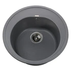 Гранитная мойка Globus Lux Martin 510x510 накладная, круглая, серый металлик