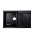 Гранітна мийка Lidz 790x495 урізна, прямокутна, чорна матова (LIDZANT15790495230)