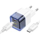 Мережевий зарядний пристрій HOCO C125A Transparent tribute single-port Type-C cable 20W Transparent-blue