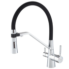 Змішувач для кухні MIXXUS PREMIUM MAGNET 021 REFL.BLACK з гнучким виливом з виходом для питної води (Колір хром+вилив чорний) (MI6973)