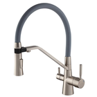Змішувач для кухні MIXXUS PREMIUM MAGNET 021 SS COLOR REFL.GREY з гнучким виливом з виходом для питної води (Колір нерж+вилив сірий) (MI6976)