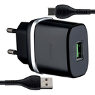 Мережевий зарядний пристрій Hoco C12Q Smart QC3.0 для смартфонів і планшетів швидке заряджання 18 Вт USB Type-C чорний