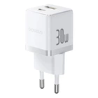 Сетевое зарядное устройство на 30W Baseus Palm Fast Charger (USB-A, Type-C, QC3.0, PD3.0). White