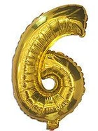 Фольгована куля, 6, золотий, цифра, 100 см, 1 штука, для оформлення свята