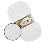 Alize Softy Plus, Білий №55 - плюшева товста пряжа, 100г/120м, Алізе Софті Плюс для в'язання пледів, іграшок, дитячого одягу