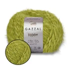Gazzal Teddy, Оливка №6556 - пухнаста пряжа Газал Тедді, 50 г/150 м, з мериносовою вовною та поліамідом, для в'язання светрів, шапок, кардиганів