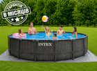 Каркасний басейн Intex 26744 (122*549 см., об'єм: 24311 л., картриджний фільтр-насос 5678 л/год, драбина, тент, підстилка, серія: Prism Frame)