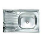 Кухонная мойка AVT 800x500 см R накладная, прямоугольная, хром (0,4 мм)