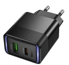 Мережевий зарядний пристрій HOCO Lounge CS112A 30W (1USB + 1Type-C) Black