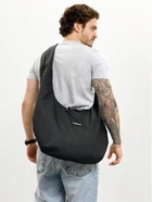Чоловіча сумка Sambag HOBO WEAVE чорна через плече містка для ноутбука 15.6 дюйма міська 62292