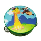 Деревянная игрушка Бубен MD 0367-19-30 диаметр 15 см Жираф и обезьяна