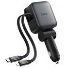 АЗП Hoco Z67A Triunfar PD45W+QC3.0 повний 60W з retractable cables (1USB-A/2C/1L) Metal gray