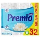 Туалетная бумага Диво Premio Waterlilly белая 3 слоя 32 рулона