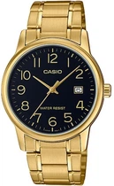 Чоловічий наручний годинник Casio MTP-V002G-1B, кварцовий, сталевий браслет, водозахист 30 м