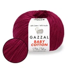 Пряжа Gazzal Cotton Baby, Бордо №3442, 50 г/165 м, Газзал Беби Коттон хлопок с акрилом, демисезон, нить для вязания