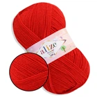 Пряжа акриловая Ализе Шекерим Беби, Alize Sekerim Bebe, Красный №56, 100 г/320 м, акрил, для вязания спицами и крючком, для детской одежды, пледов