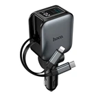 Адаптер автомобільний HOCO Z67A Triunfar car charger with dual Type-C/iP cable |1C/1A, 60W/3A, PD/QC|